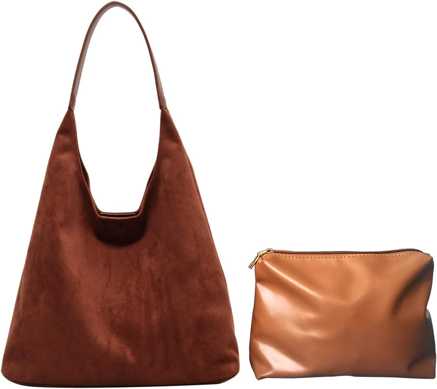 Suede Bag for Women Brown Suede Bag Large Suede Handbags Leisure Suede Hobo Bag for Work Travel Shopping