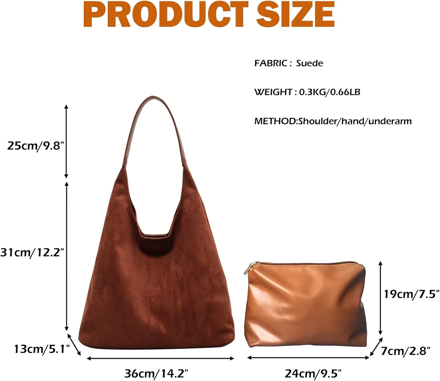 Suede Bag for Women Brown Suede Bag Large Suede Handbags Leisure Suede Hobo Bag for Work Travel Shopping