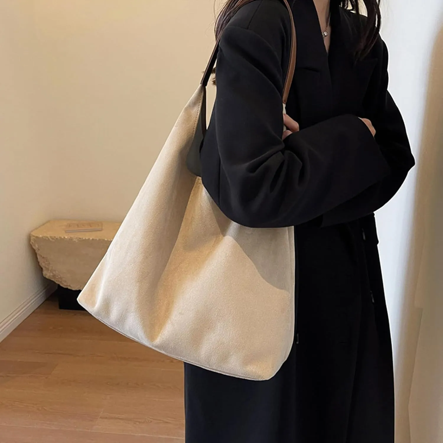 Suede Bag for Women Brown Suede Bag Large Suede Handbags Leisure Suede Hobo Bag for Work Travel Shopping