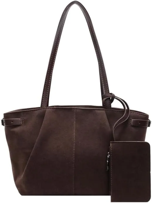 Suede Bag for Women Brown Suede Bag Suede Purse Hobo Slouchy Suede Handbag, 2024 Fall Purses Retro Vintage Handbag