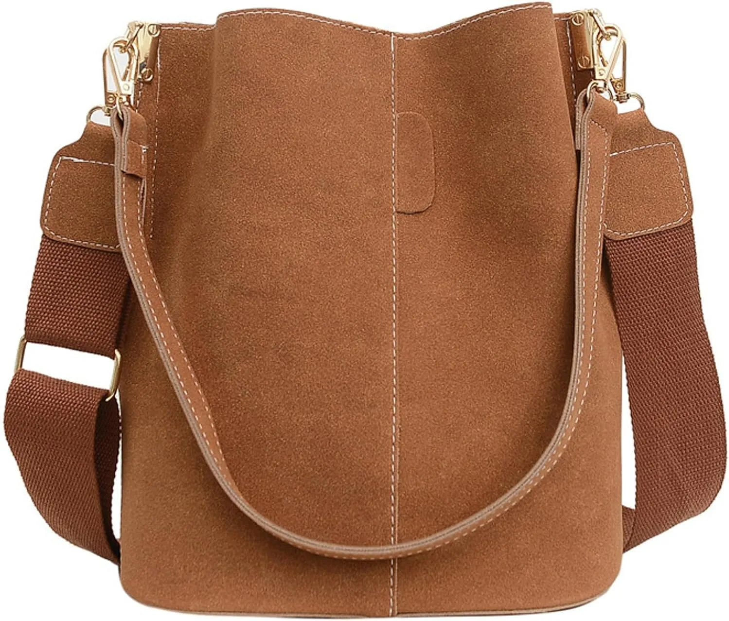 Suede Bucket Bag for Women 2024 Fall Fashion Suede Work Tote Bag Suede Crossbody Bag Brown Suede Handbag