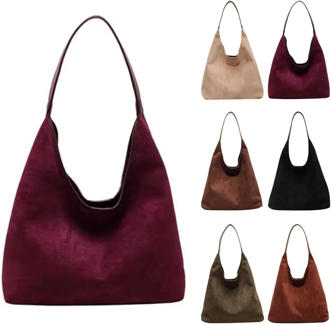 Suede Tote Bag,Suede Shoulder Bag,Leather Bags Brown for Women,Suede Purse,Stylish Large Capacity Work handbag