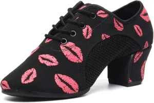 SWDZM Men&Women Ballroom Dance Shoes Lace-up Closed Toe Latin Modern Performance Dance Practice Teaching Shoes,Model KCNJ