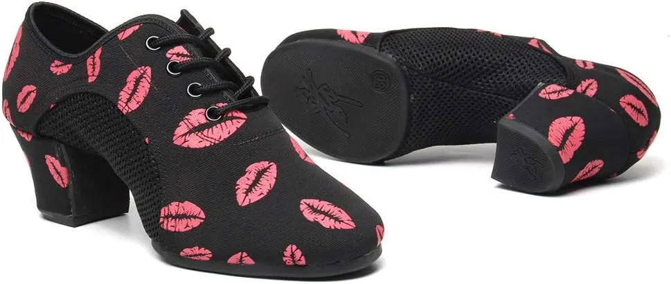 SWDZM Men&Women Ballroom Dance Shoes Lace-up Closed Toe Latin Modern Performance Dance Practice Teaching Shoes,Model KCNJ
