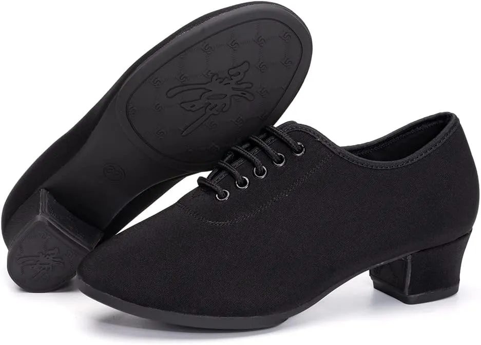 SWDZM Men&Women Ballroom Dance Shoes Lace-up Closed Toe Latin Modern Performance Dance Practice Teaching Shoes,Model KCNJ