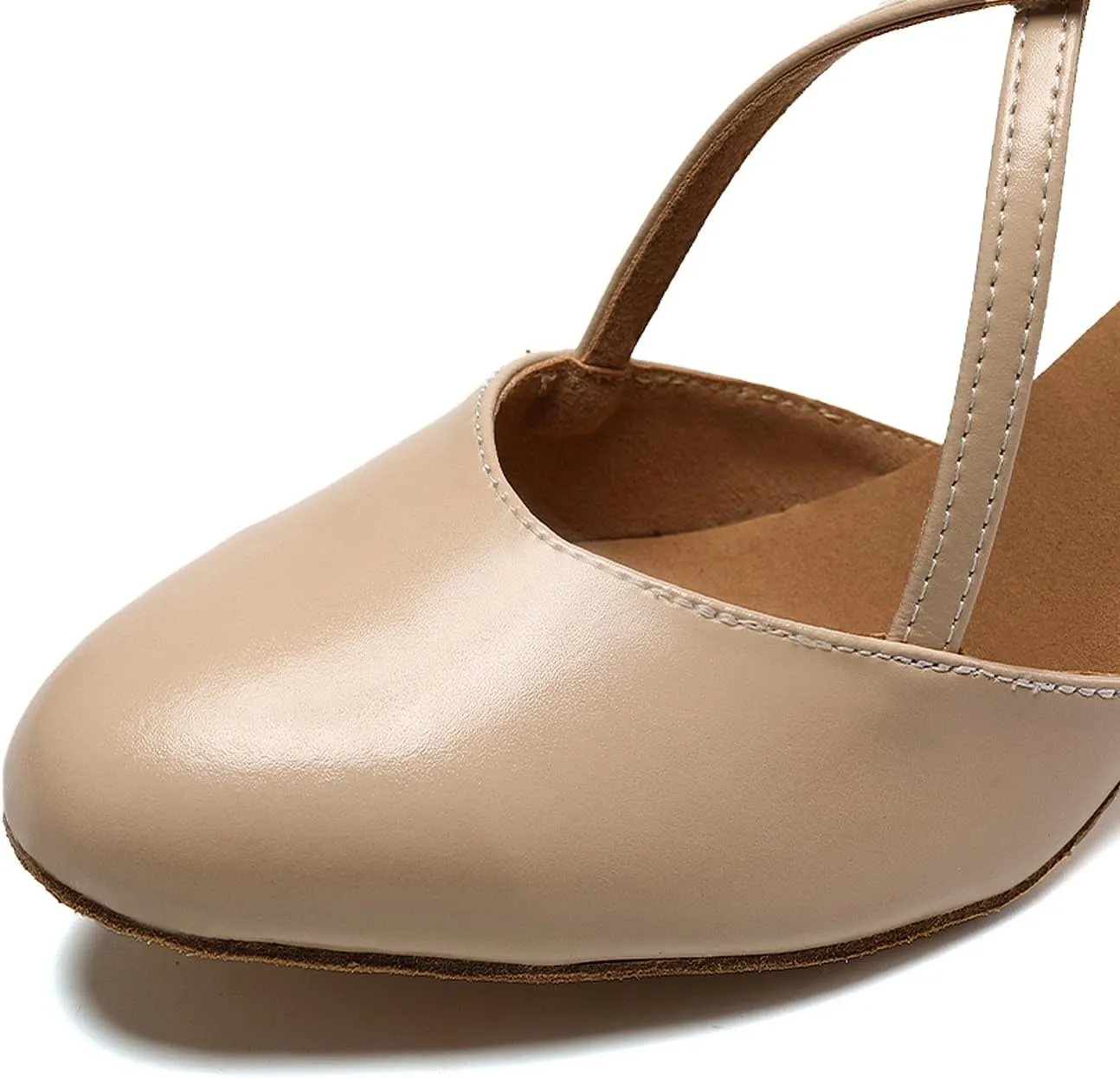 SWDZM Women Ballroom Dance Shoes Closed Toe Latin Salsa Cross Strap Tango Character Dance Shoes
