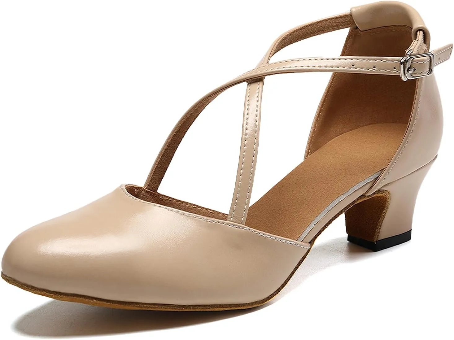 SWDZM Women Ballroom Dance Shoes Closed Toe Latin Salsa Cross Strap Tango Character Dance Shoes