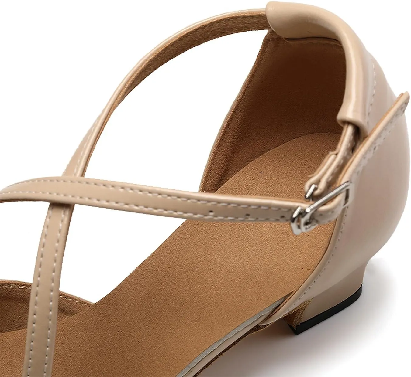 SWDZM Women Ballroom Dance Shoes Closed Toe Latin Salsa Cross Strap Tango Character Dance Shoes