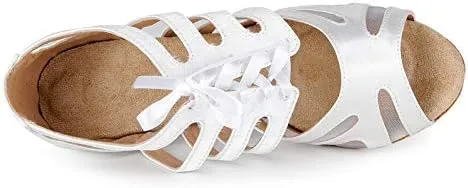 SWDZM Women's Latin Dance Shoes Satin Professional Ballroom Salsa Practice Performance Dance Shoes,Model-YCL433,