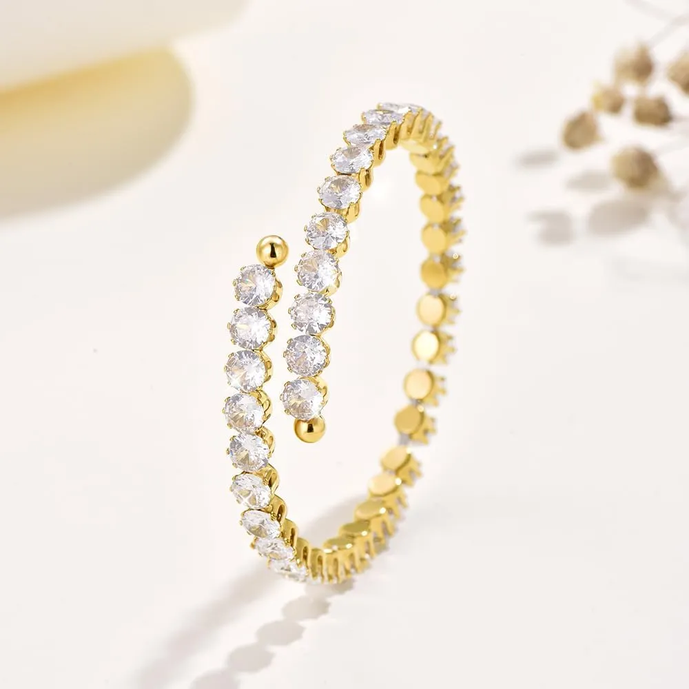 Tennis Bracelet For Women |18K Gold Plated Cubic Zirconia Classic Tennis Bracelet | Gold Bracelets for Women | Trendy Jewelry Valentine's Day Birthday Gift