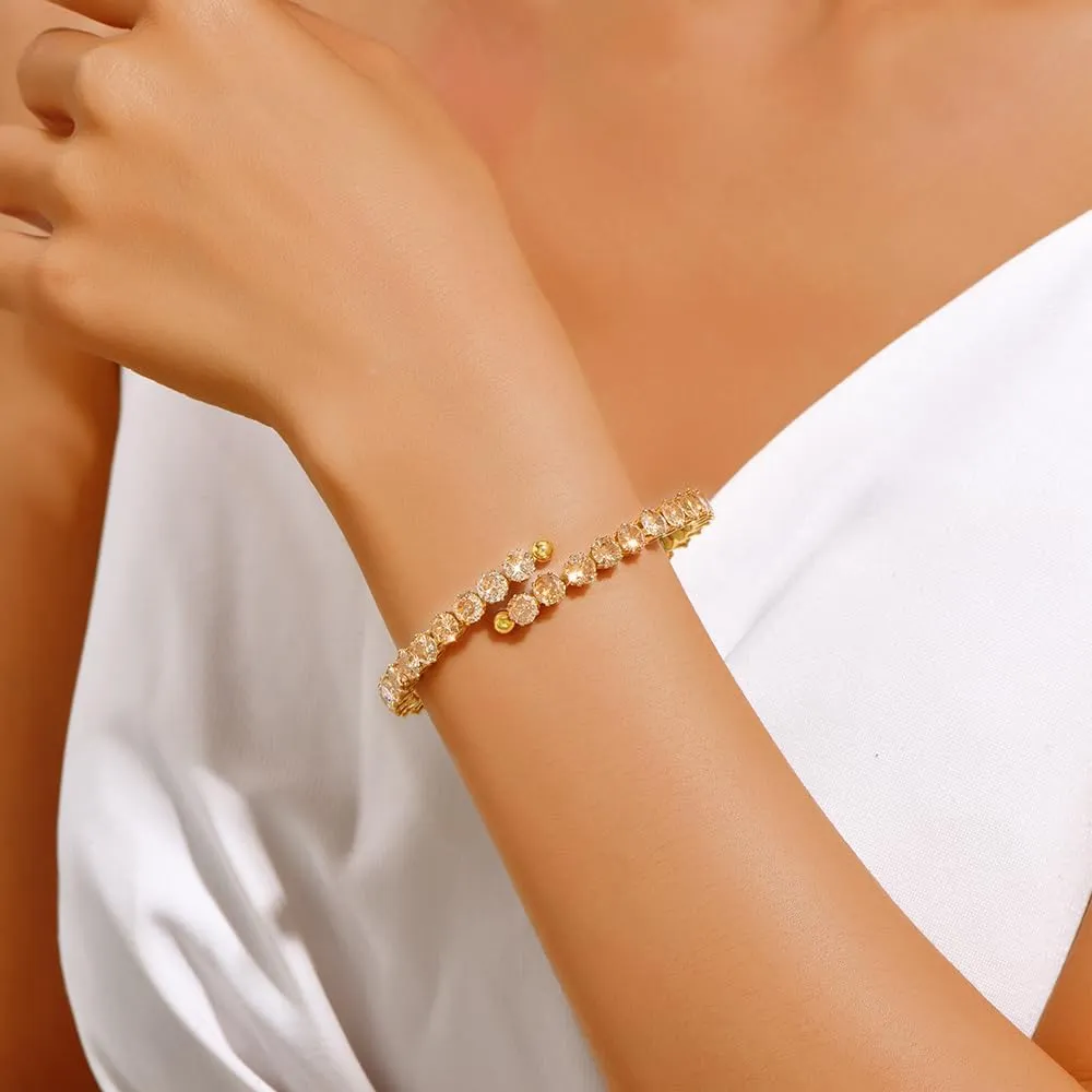 Tennis Bracelet For Women |18K Gold Plated Cubic Zirconia Classic Tennis Bracelet | Gold Bracelets for Women | Trendy Jewelry Valentine's Day Birthday Gift