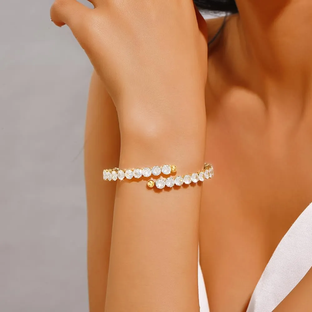 Tennis Bracelet For Women |18K Gold Plated Cubic Zirconia Classic Tennis Bracelet | Gold Bracelets for Women | Trendy Jewelry Valentine's Day Birthday Gift