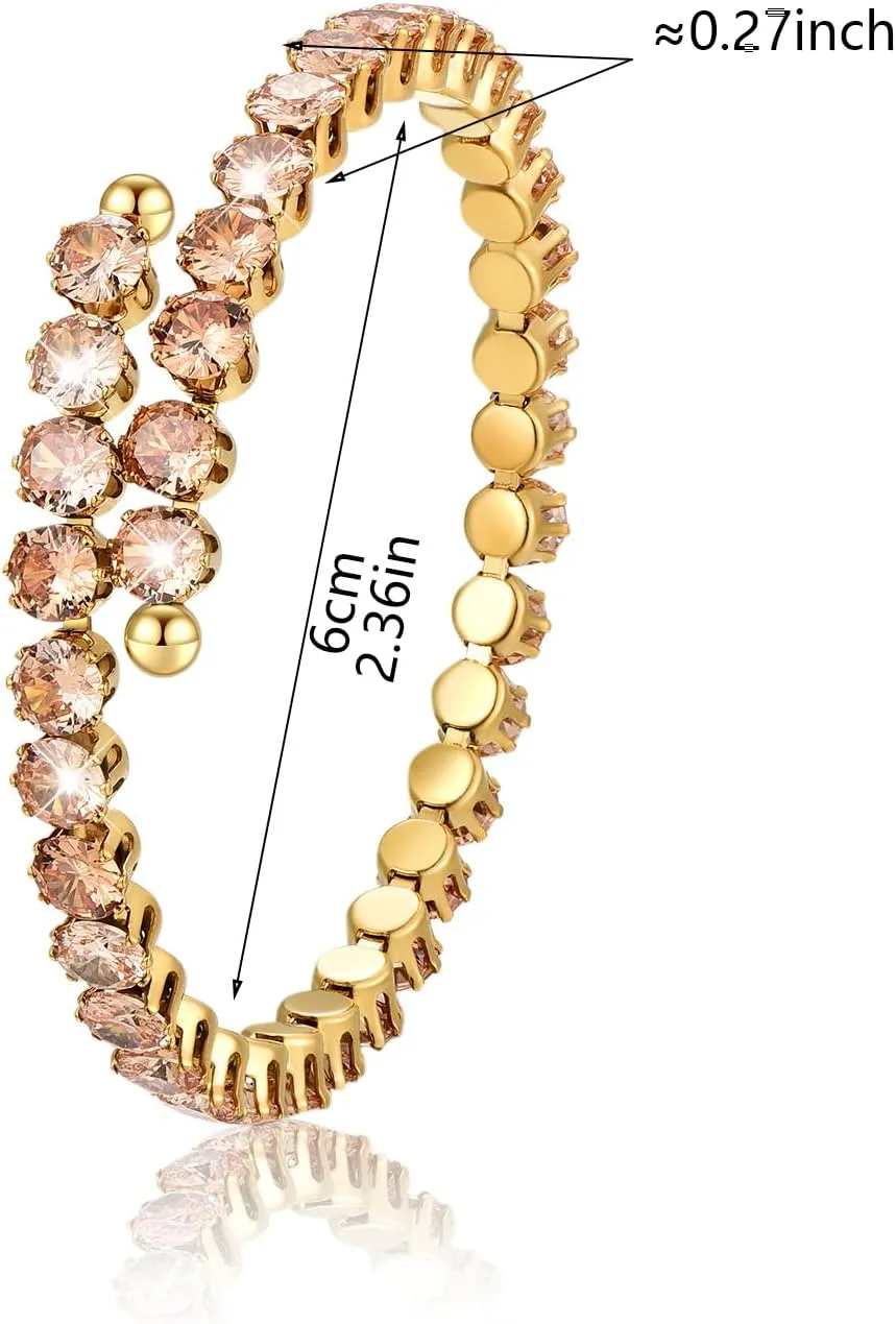 Tennis Bracelet For Women |18K Gold Plated Cubic Zirconia Classic Tennis Bracelet | Gold Bracelets for Women | Trendy Jewelry Valentine's Day Birthday Gift