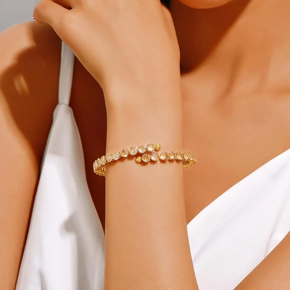 Tennis Bracelet For Women |18K Gold Plated Cubic Zirconia Classic Tennis Bracelet | Gold Bracelets for Women | Trendy Jewelry Valentine's Day Birthday Gift