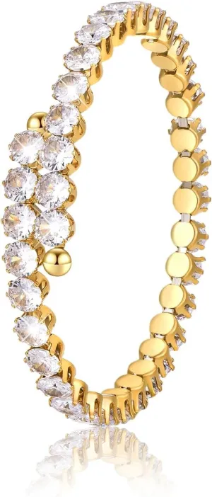 Tennis Bracelet For Women |18K Gold Plated Cubic Zirconia Classic Tennis Bracelet | Gold Bracelets for Women | Trendy Jewelry Valentine's Day Birthday Gift