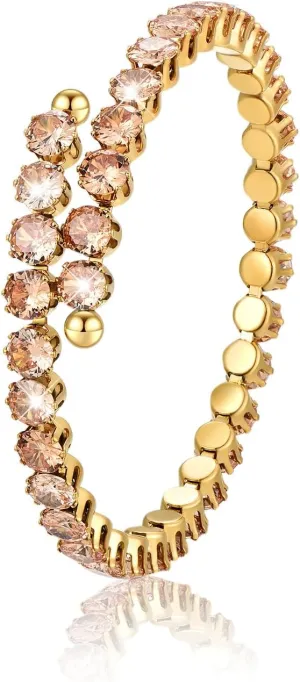 Tennis Bracelet For Women |18K Gold Plated Cubic Zirconia Classic Tennis Bracelet | Gold Bracelets for Women | Trendy Jewelry Valentine's Day Birthday Gift