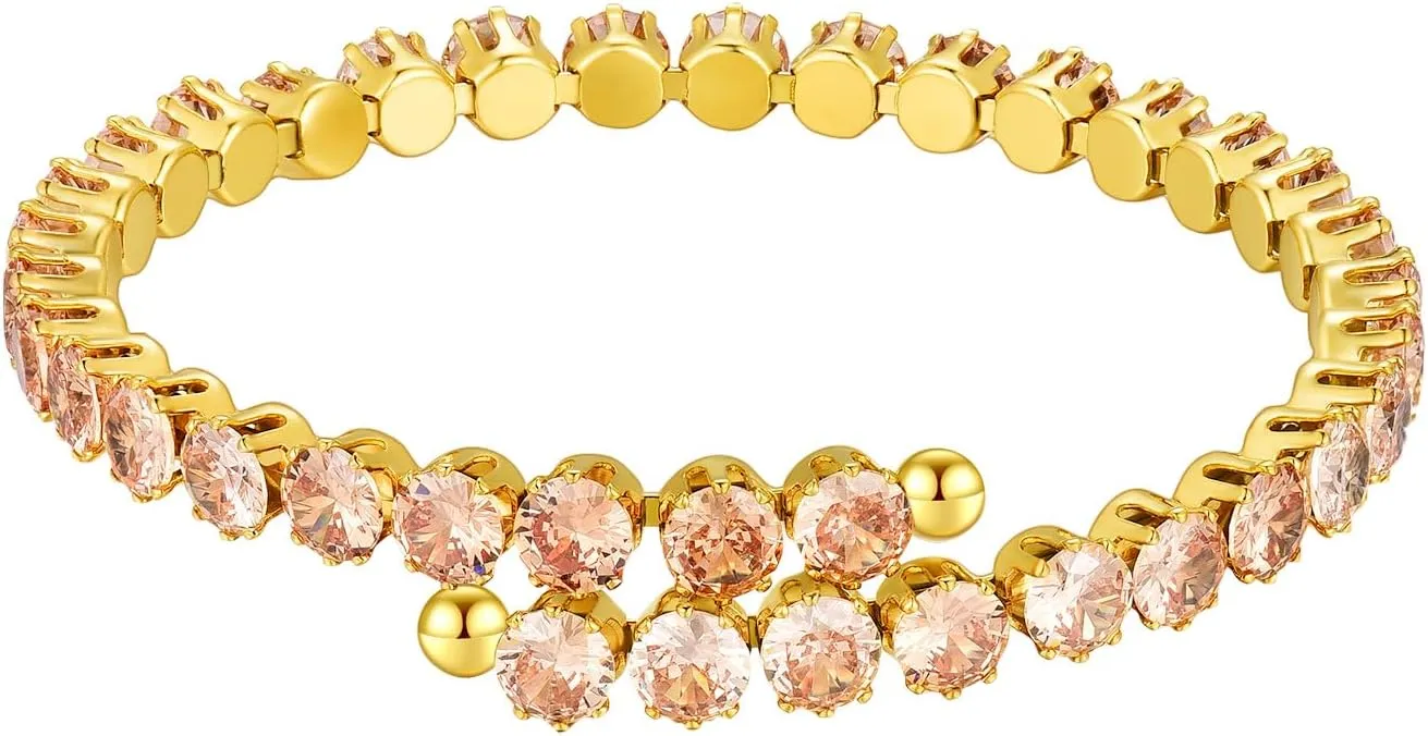 Tennis Bracelet For Women |18K Gold Plated Cubic Zirconia Classic Tennis Bracelet | Gold Bracelets for Women | Trendy Jewelry Valentine's Day Birthday Gift
