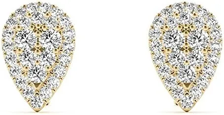 The Diamond Deal 18kt White Gold Womens Pear-shaped Cluster Stud VS Diamond Earrings 0.33 Cttw