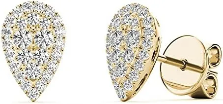 The Diamond Deal 18kt White Gold Womens Pear-shaped Cluster Stud VS Diamond Earrings 0.33 Cttw