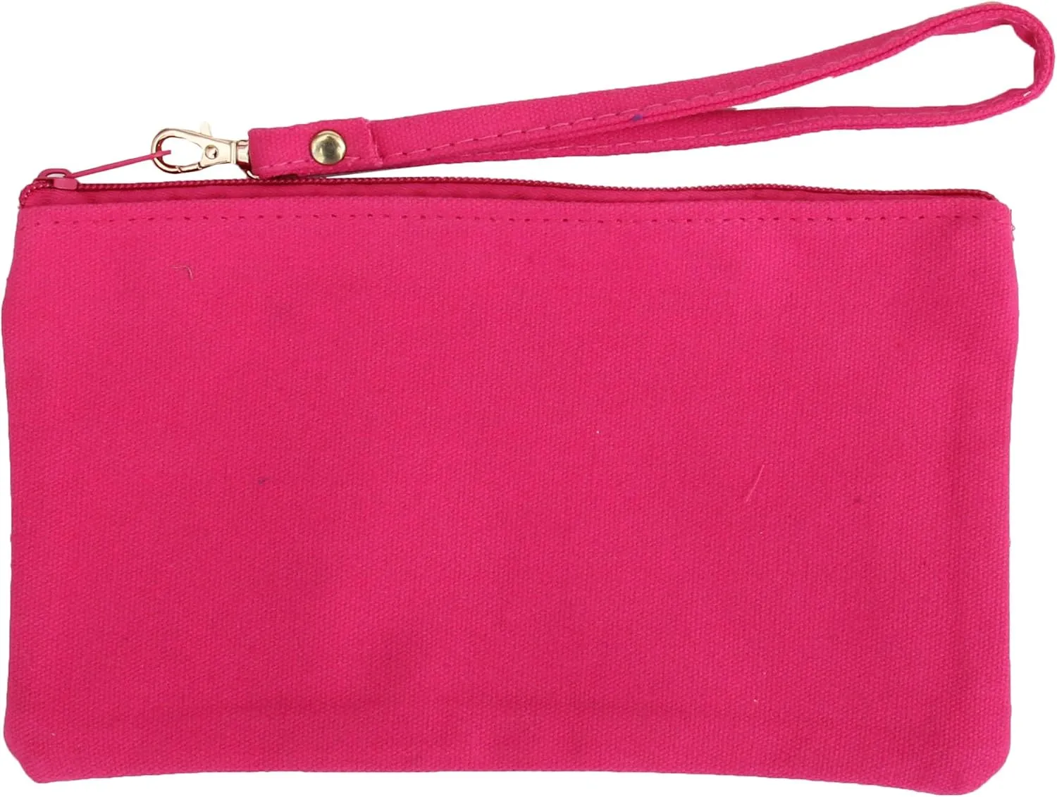 Threadart Cotton Canvas Small Wristlet Bag Make-up Organizer Makeup Bag - 100% Cotton Heavy Duty Canvas 5"x9" - Pink