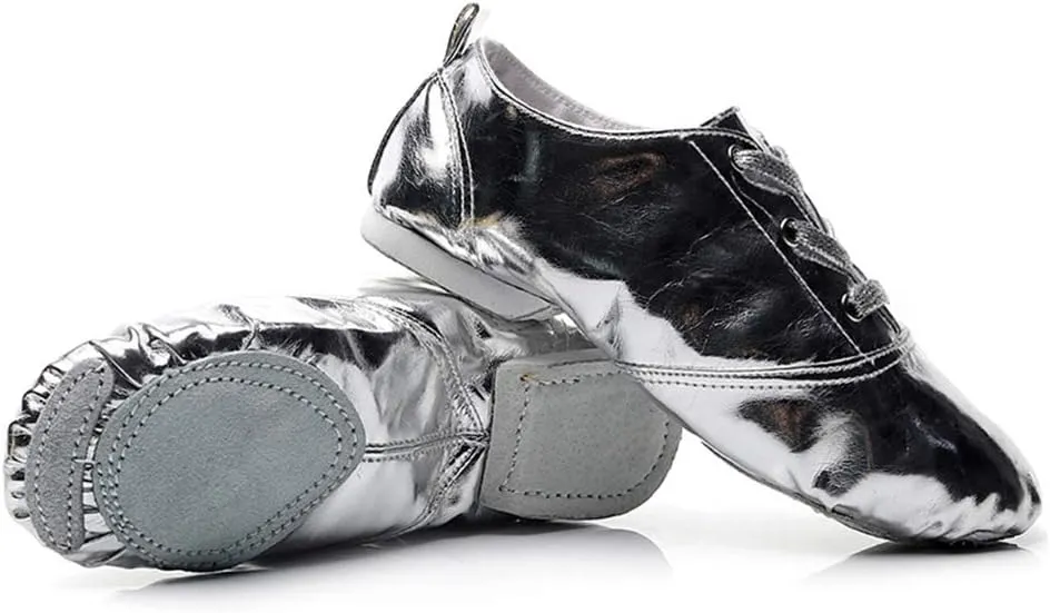 TINRYMX Jazz Shoes PU Leather Lace-up Elastic Slip On Split Sole Jazz Shoe for Women&Men Dance Shoes,Model TJ-Jazz