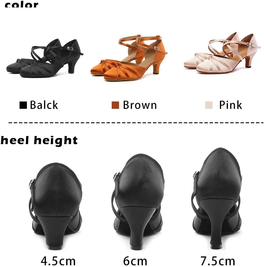TINRYMX Women Latin Dance Shoes Closed Toe Salsa Tango Performance Party Ballroom Dance Shoes,Model-YCL117/L189