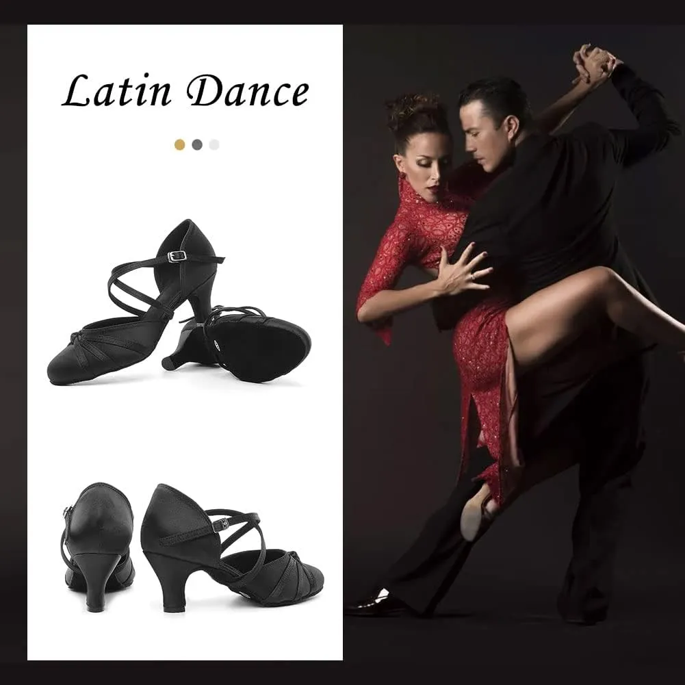 TINRYMX Women Latin Dance Shoes Closed Toe Salsa Tango Performance Party Ballroom Dance Shoes,Model-YCL117/L189