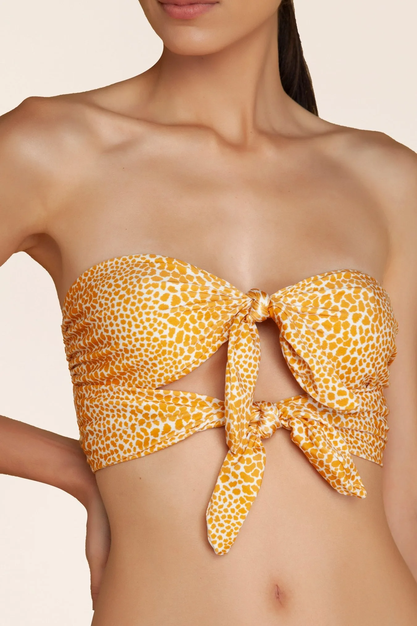 Tortoise Strapless Bikini With Double Knot