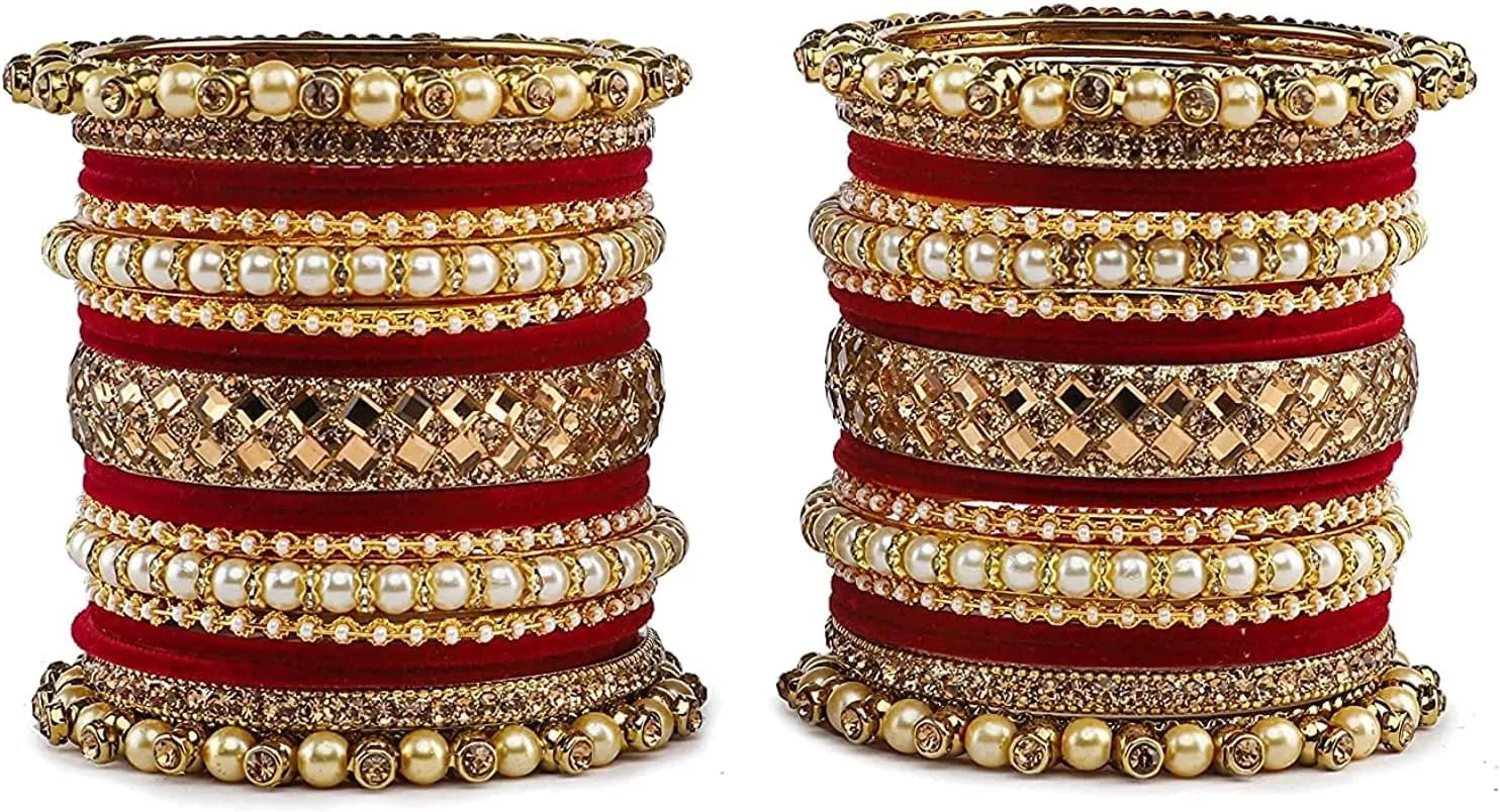 Traditional Heavy Rich Pearl stone work Antique stylish Festival Wear Bridal Bangles set (pack of 38) (Strb)