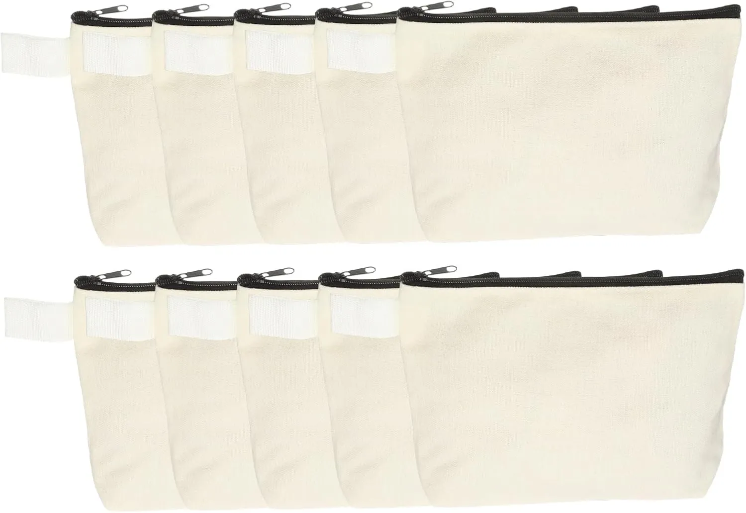 uxcell Canvas Makeup Bags, 10pcs Travel Cosmetic Bags Bulk, Multipurpose Plain Toiletry Zipper Pouches Blank DIY Craft Bags Pencil Bag for Women Teens, Beige(7.5 x 5 x 1.8inch)