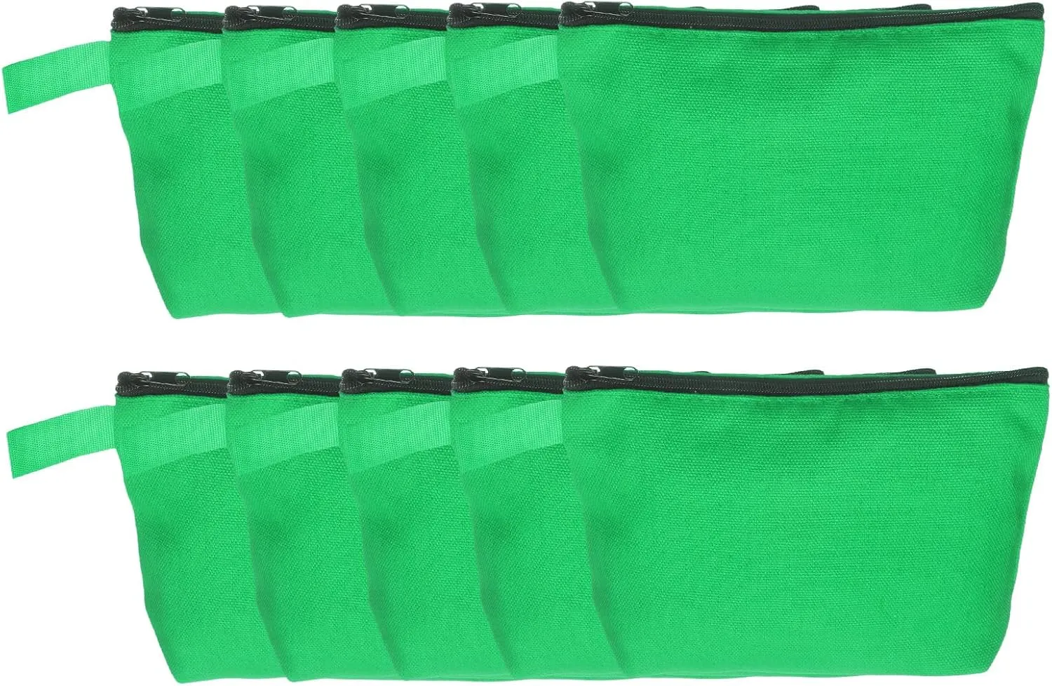 uxcell Canvas Makeup Bags, 10pcs Travel Cosmetic Bags Bulk, Multipurpose Plain Toiletry Zipper Pouches Blank DIY Craft Bags Pencil Bag for Women Teens, Green(7.5 x 5 x 1.8inch)