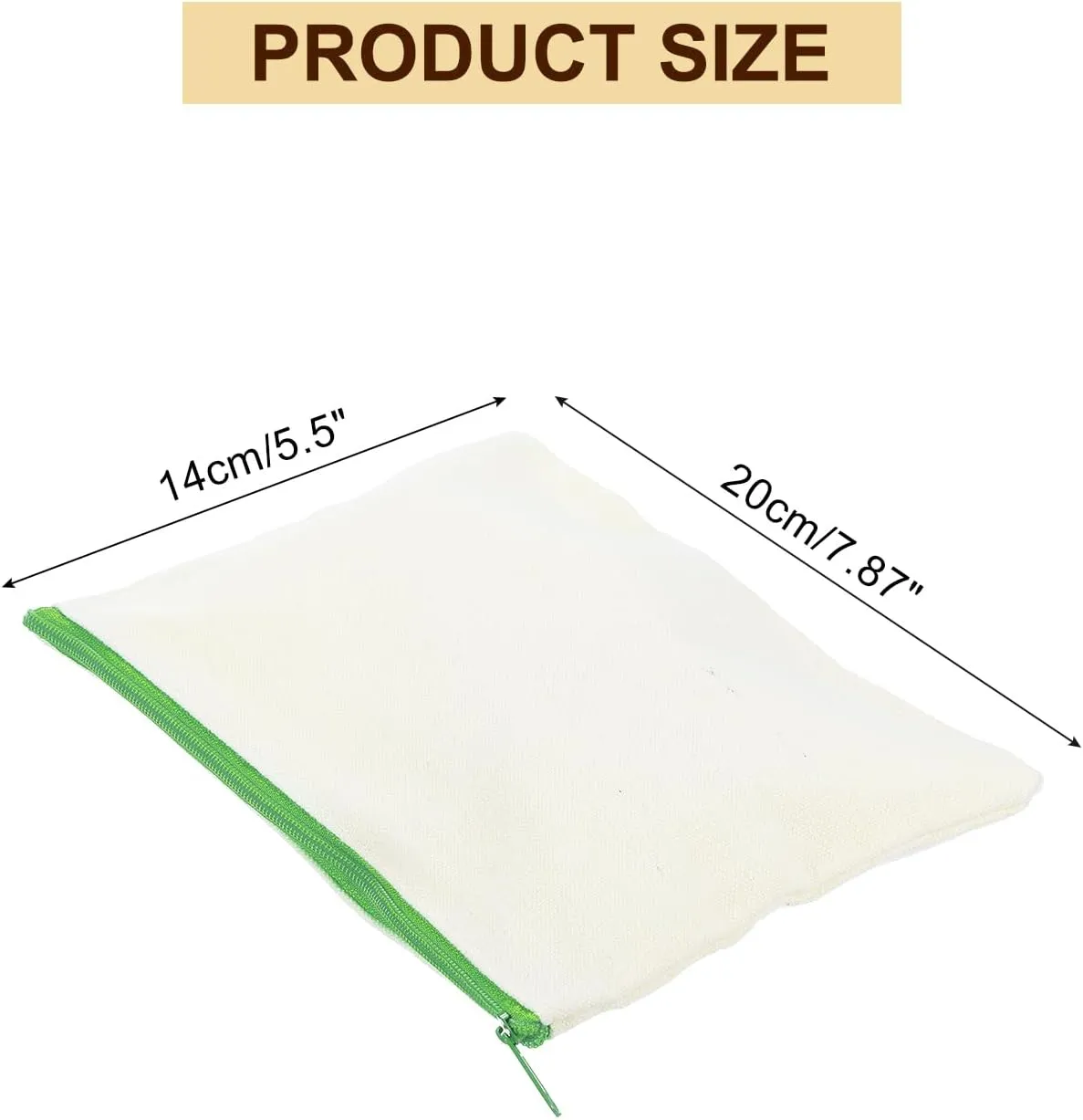 uxcell Canvas Makeup Bags, 12 Pcs Travel Cosmetic Bags Bulk, Multipurpose Blank Toiletry Zipper Pouches Blank DIY Craft Bags Pencil Bag for Women Teens, Green