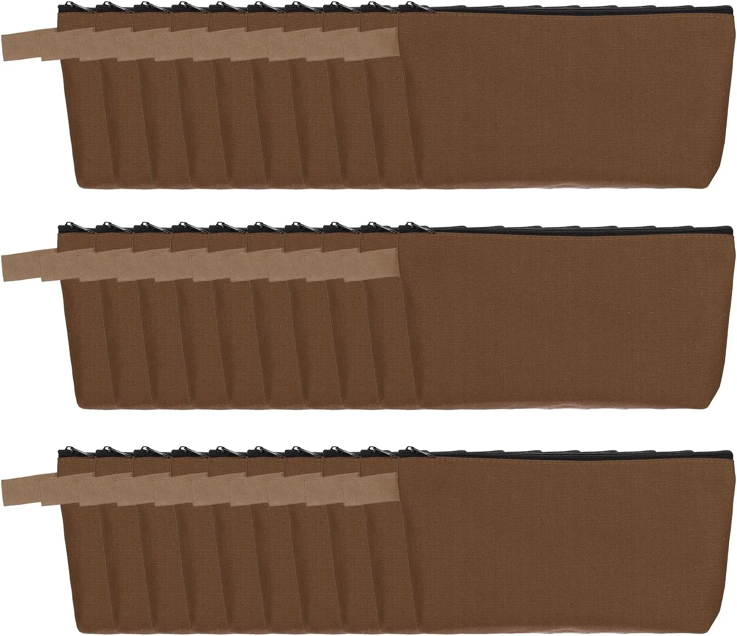 uxcell Canvas Makeup Bags, 30 Pcs Travel Cosmetic Bags Bulk, Multipurpose Plain Toiletry Zipper Pouches Blank DIY Craft Bags Pencil Bag for Women Teens, Brown