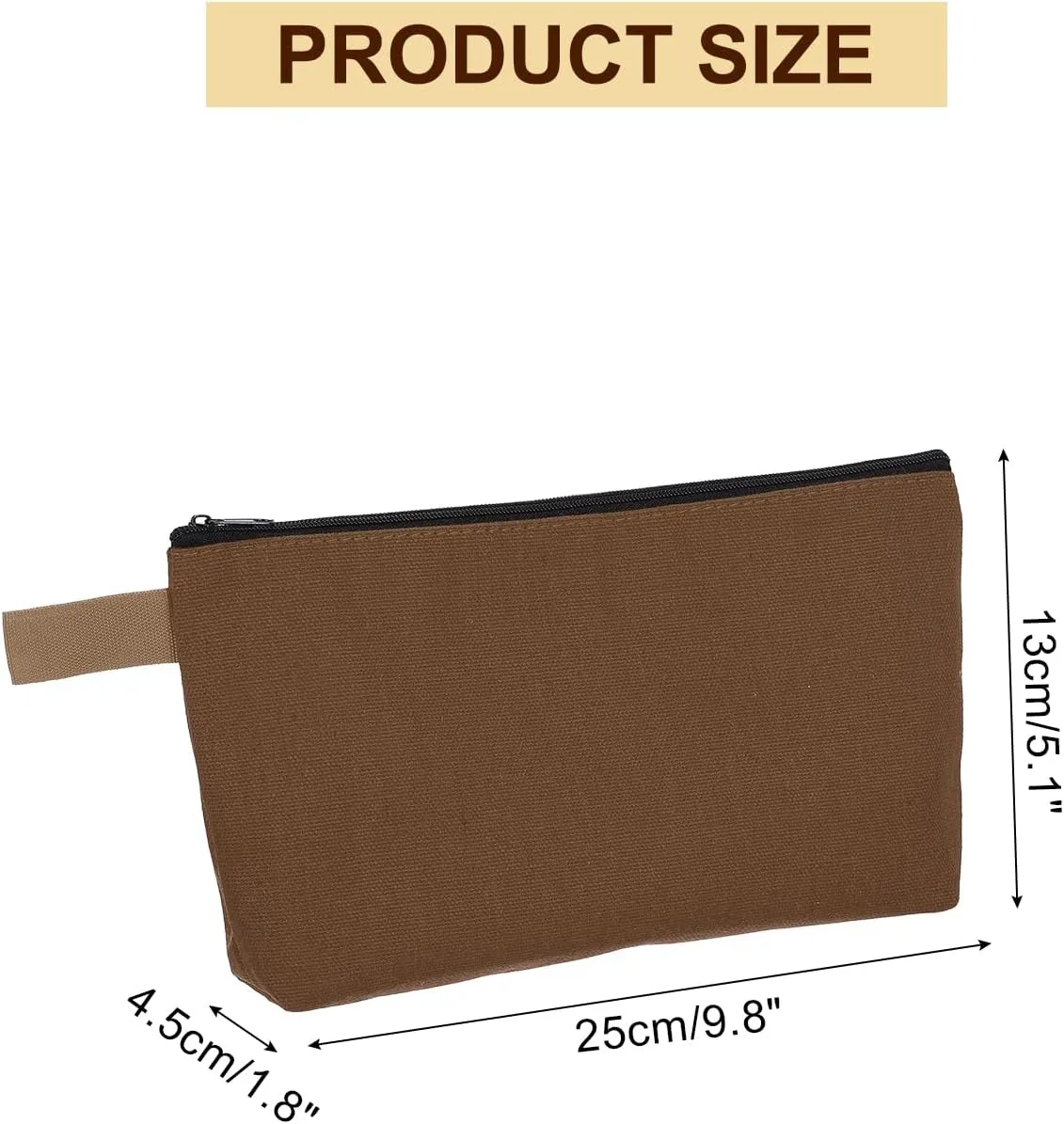 uxcell Canvas Makeup Bags, 30 Pcs Travel Cosmetic Bags Bulk, Multipurpose Plain Toiletry Zipper Pouches Blank DIY Craft Bags Pencil Bag for Women Teens, Brown