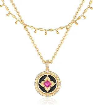 VALLOEY ROVER Gold Clover Necklace, Layered Necklaces for Women 14K Gold Plated Dainty Clover Pendant Necklace Set Link Chain Choker Necklaces Stackable Simple Gold Jewelry for Women