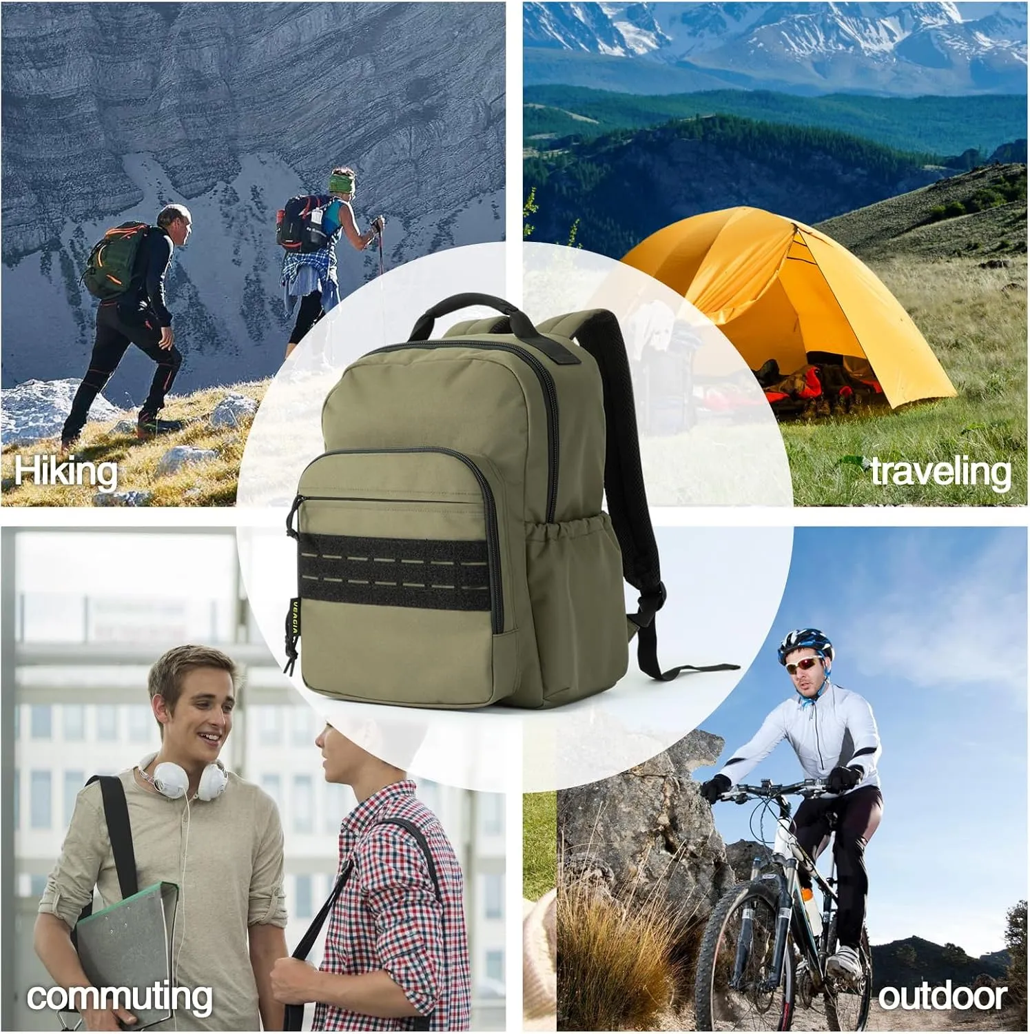 VEAGIA Tactical Travel Laptop Backpack For Men Large Heavy Duty Work Backpack Airline Approved Hiking Waterproof Backpack