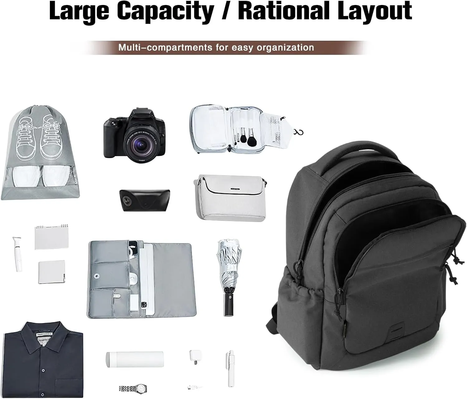 VEAGIA Tactical Travel Laptop Backpacks Large Heavy Duty Work Backpack For Men women Airline Approved (New Black)