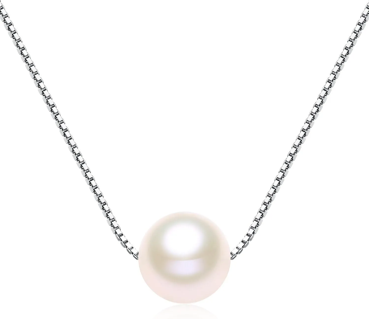 VIKI LYNN Single Pearl Necklace for Women 7-8mm Real Freshwater Cultured Pearl Pendant Necklace with Dainty 925 Sterling Silver Necklace Chain Valentines Day Graduation Bride Gifts for Her, Friend