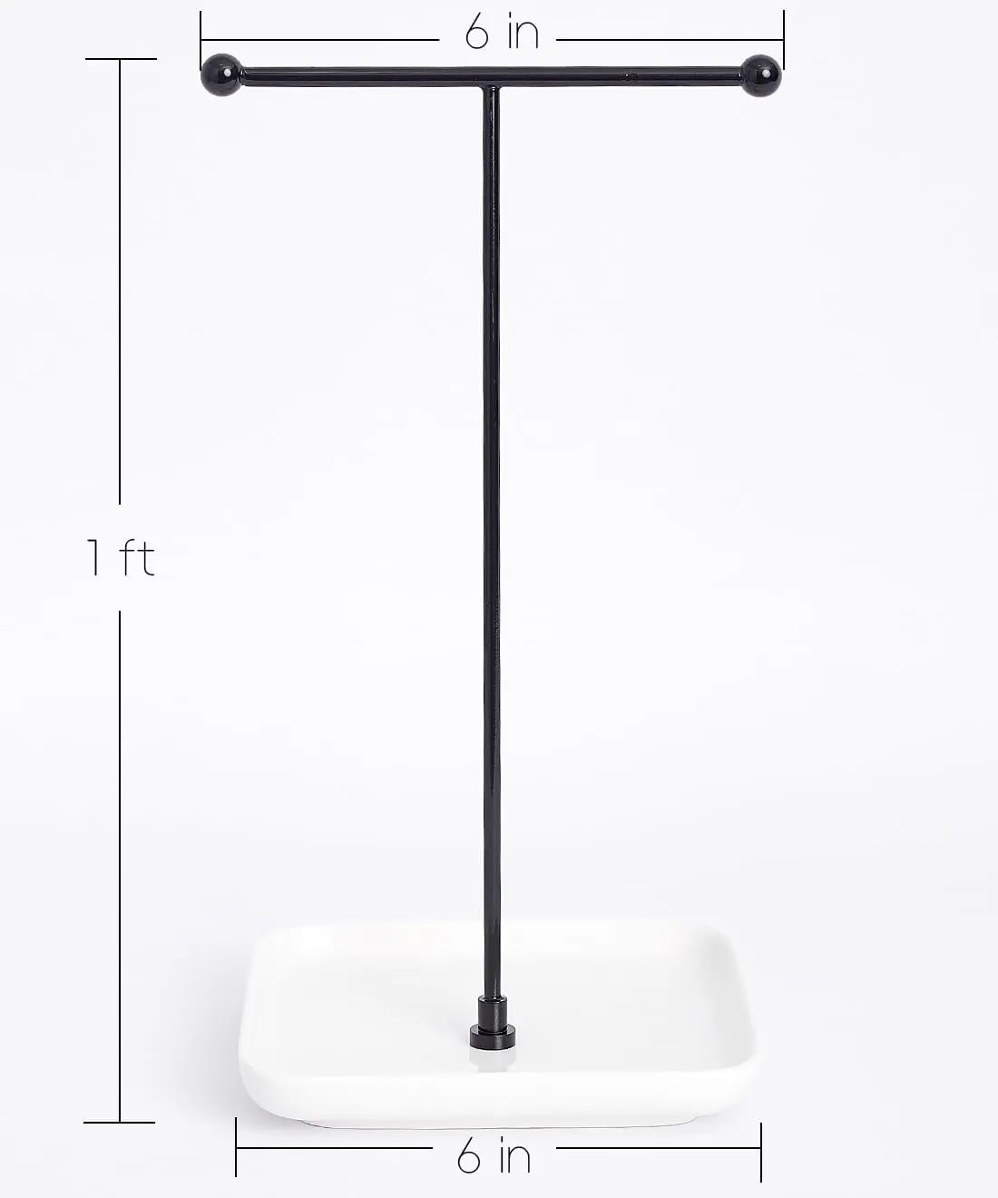 VROOMIUM Necklace Holder- Ceramic Base 1ft Height Jewelry Organizer Stand, Aesthetic Jewelry Hanger Display for Necklaces, Bracelets, Rings, Exhibidor de Collares-Minimalist White