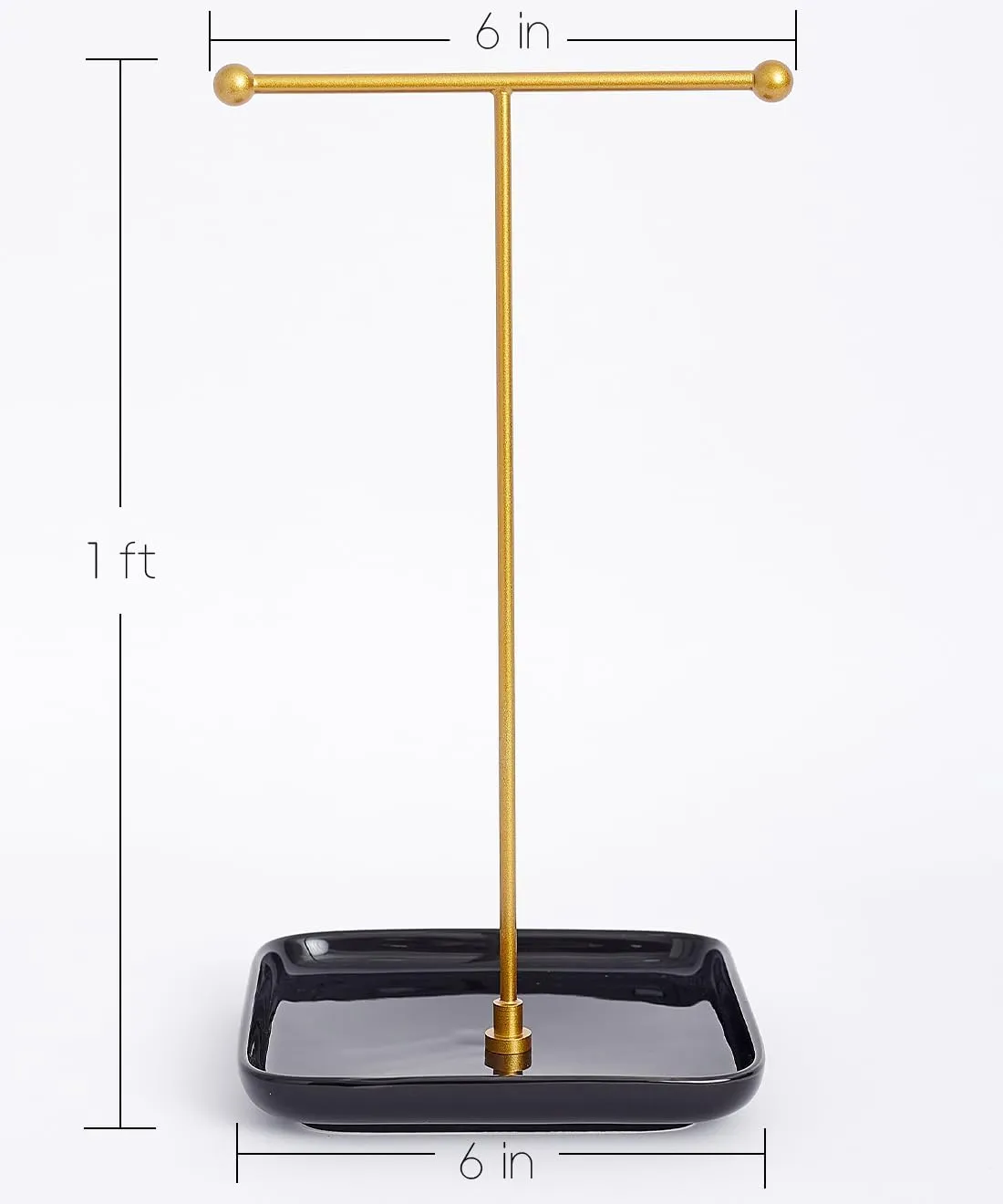 VROOMIUM Necklace Holder- Ceramic Base 1ft Height Jewelry Organizer Stand, Aesthetic Jewelry Hanger Display for Necklaces, Bracelets, Rings, Exhibidor de Collares-Mysterious Black