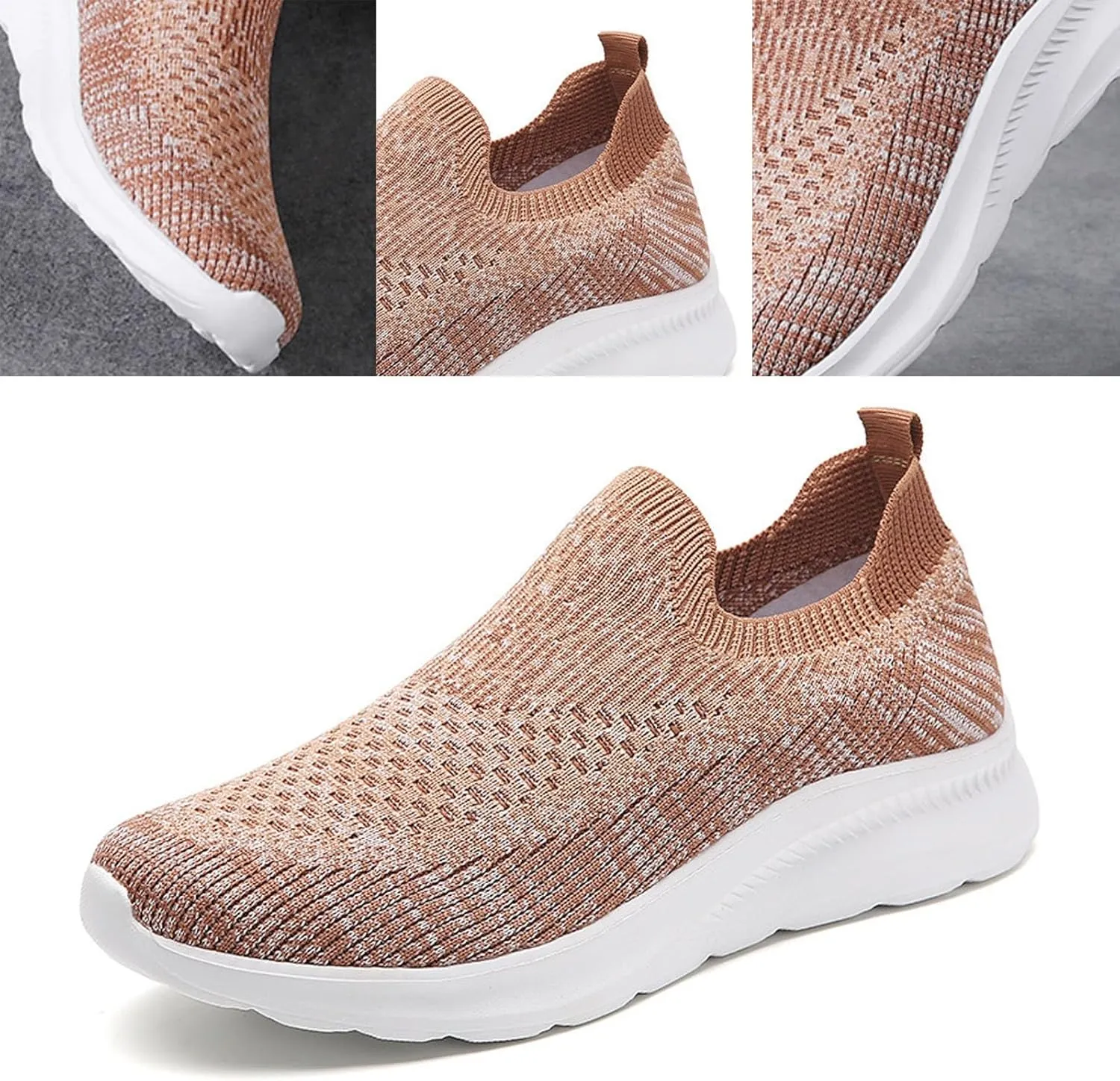 Walking Shoes Women Slip On Knit Mesh Running Sneakers Lightweight Breathable Non-Slip Casual Comfort Sports Shoes