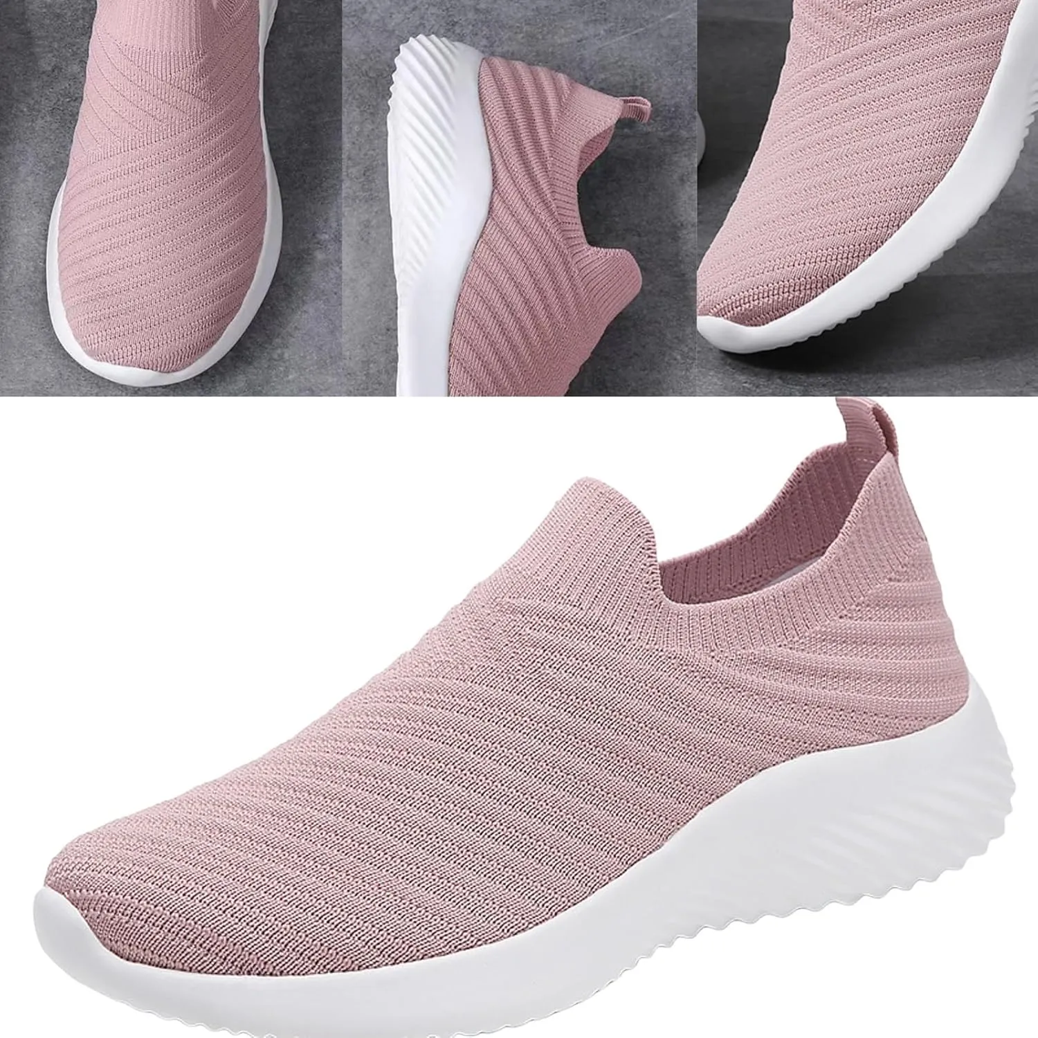 Walking Shoes Women Slip On Knit Mesh Running Sneakers Lightweight Comfort Breathable Sneakers with Arch Support
