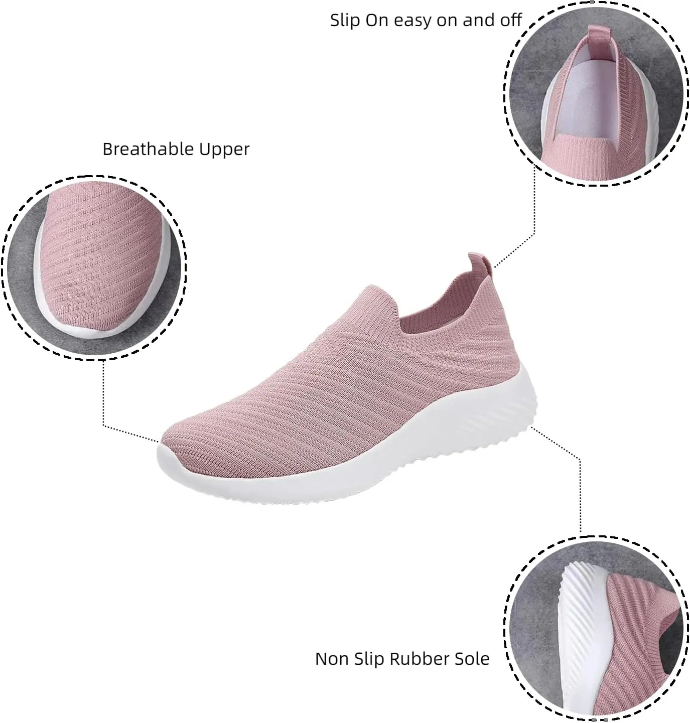 Walking Shoes Women Slip On Knit Mesh Running Sneakers Lightweight Comfort Breathable Sneakers with Arch Support