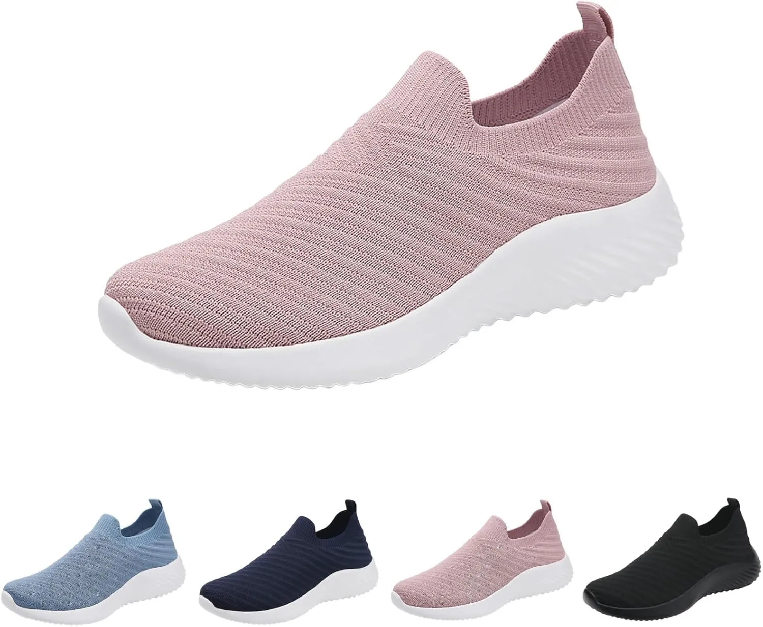 Walking Shoes Women Slip On Knit Mesh Running Sneakers Lightweight Comfort Breathable Sneakers with Arch Support