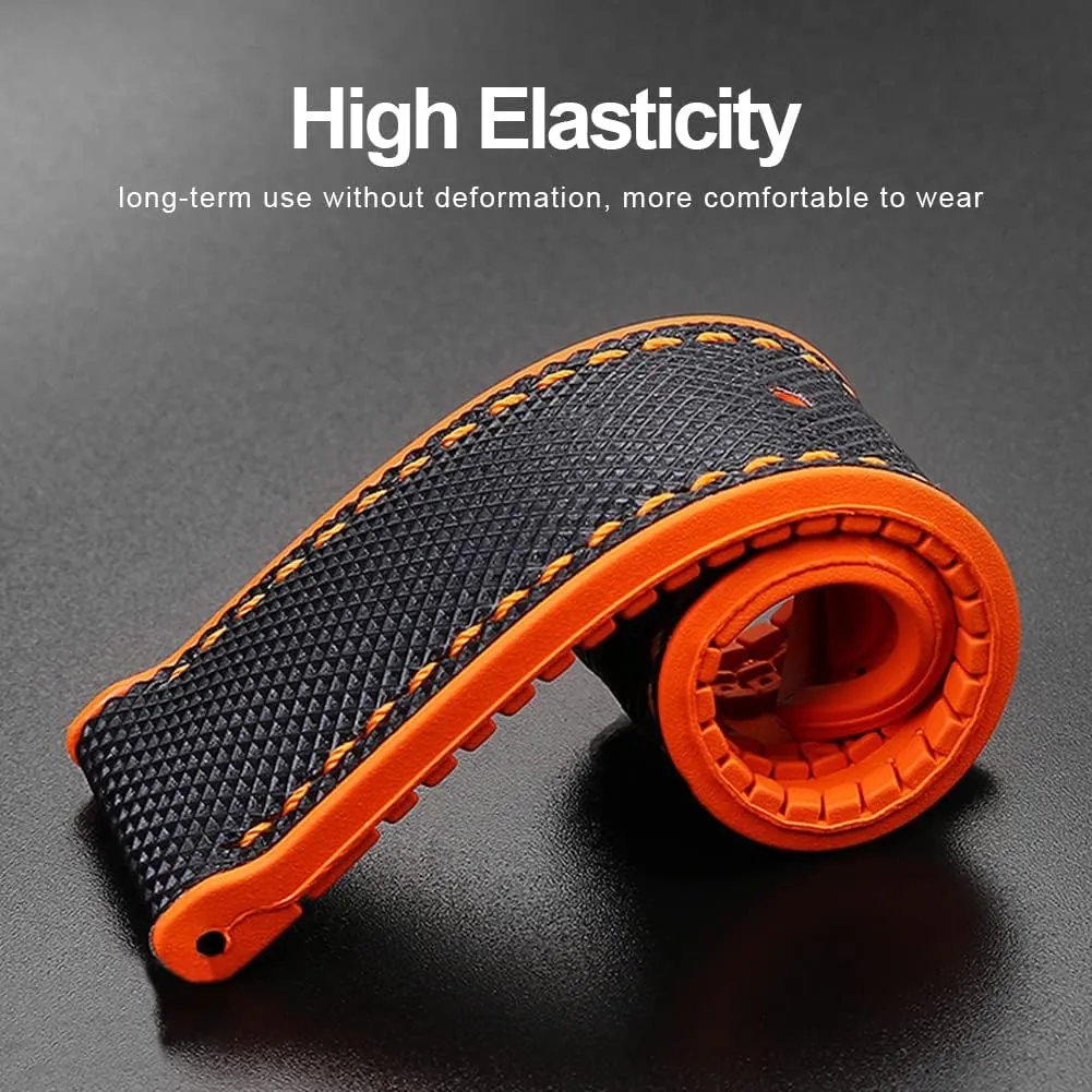 watchdives Nylon Rubber Bottom Watch Straps Canvas Men Watch Band Breathable Waterproof Replacement Bands 20mm 22mm (22mm, Blue)