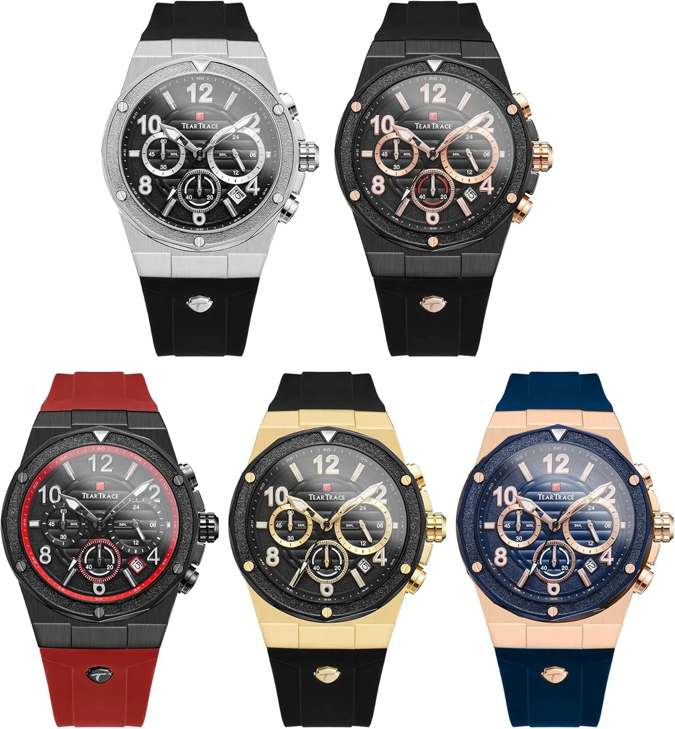 Watches for Men Luxury Chronograph 3ATM Waterproof Quartz Sport Wrist Watches Multifunctional with Silicone Strap Casual Work Mens Watches