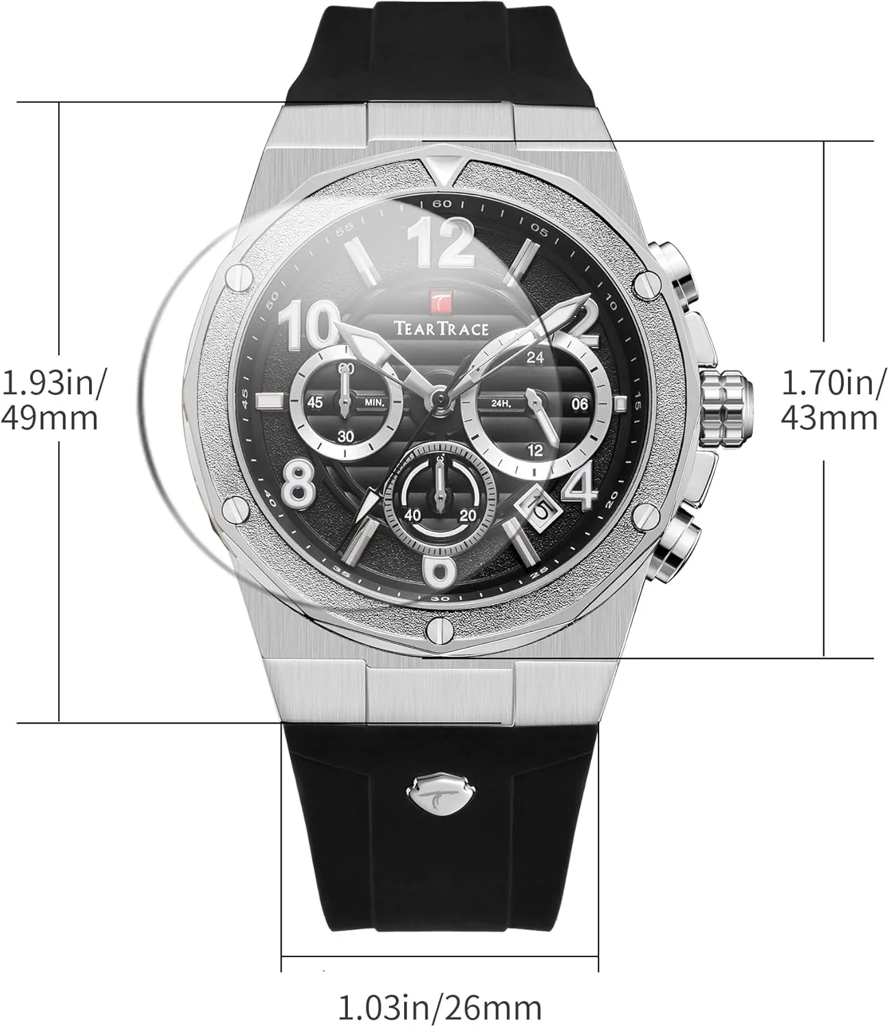 Watches for Men Luxury Chronograph 3ATM Waterproof Quartz Sport Wrist Watches Multifunctional with Silicone Strap Casual Work Mens Watches