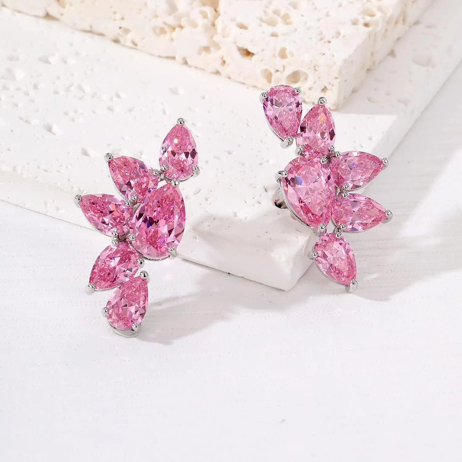 Wedding Earrings for Brides, Cubic Zirconia Simulated Diamond Earrings Statement Earrings for Women Prom Birthday Party Jewelry