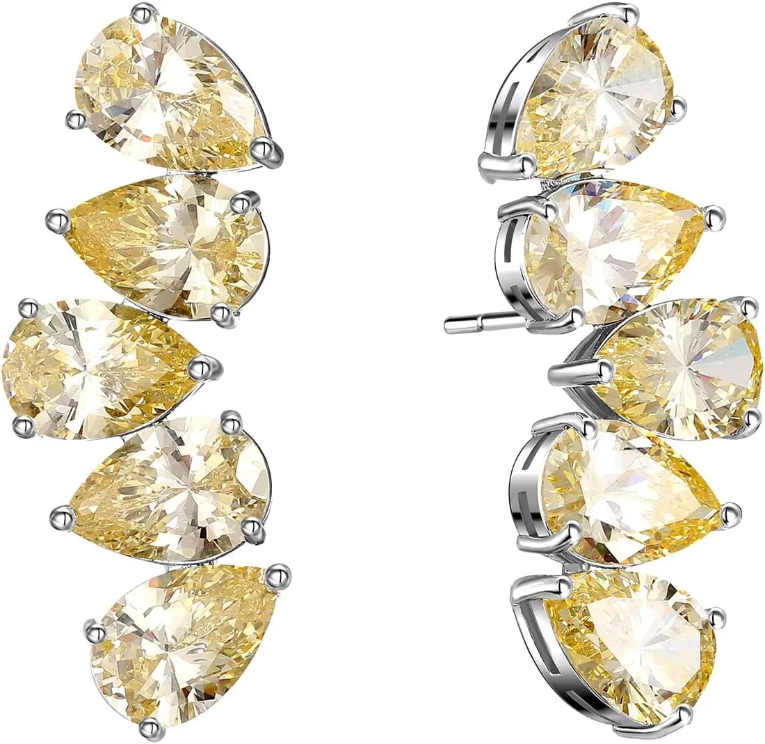 Wedding Earrings for Brides, Cubic Zirconia Simulated Diamond Earrings Statement Earrings for Women Prom Birthday Party Jewelry