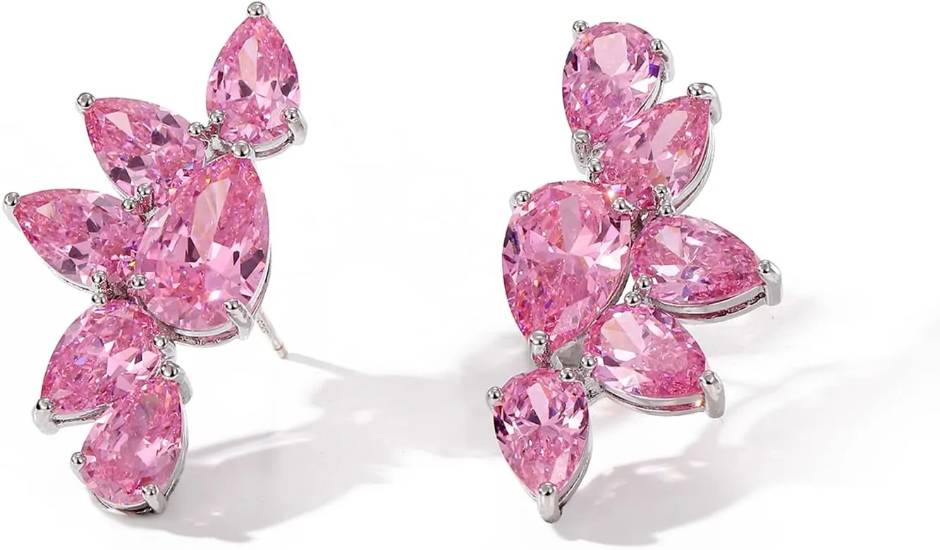 Wedding Earrings for Brides, Cubic Zirconia Simulated Diamond Earrings Statement Earrings for Women Prom Birthday Party Jewelry